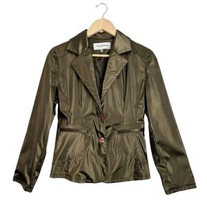 Ted Lapidus Blazer Jacket Olive Green Iridescent Sheen